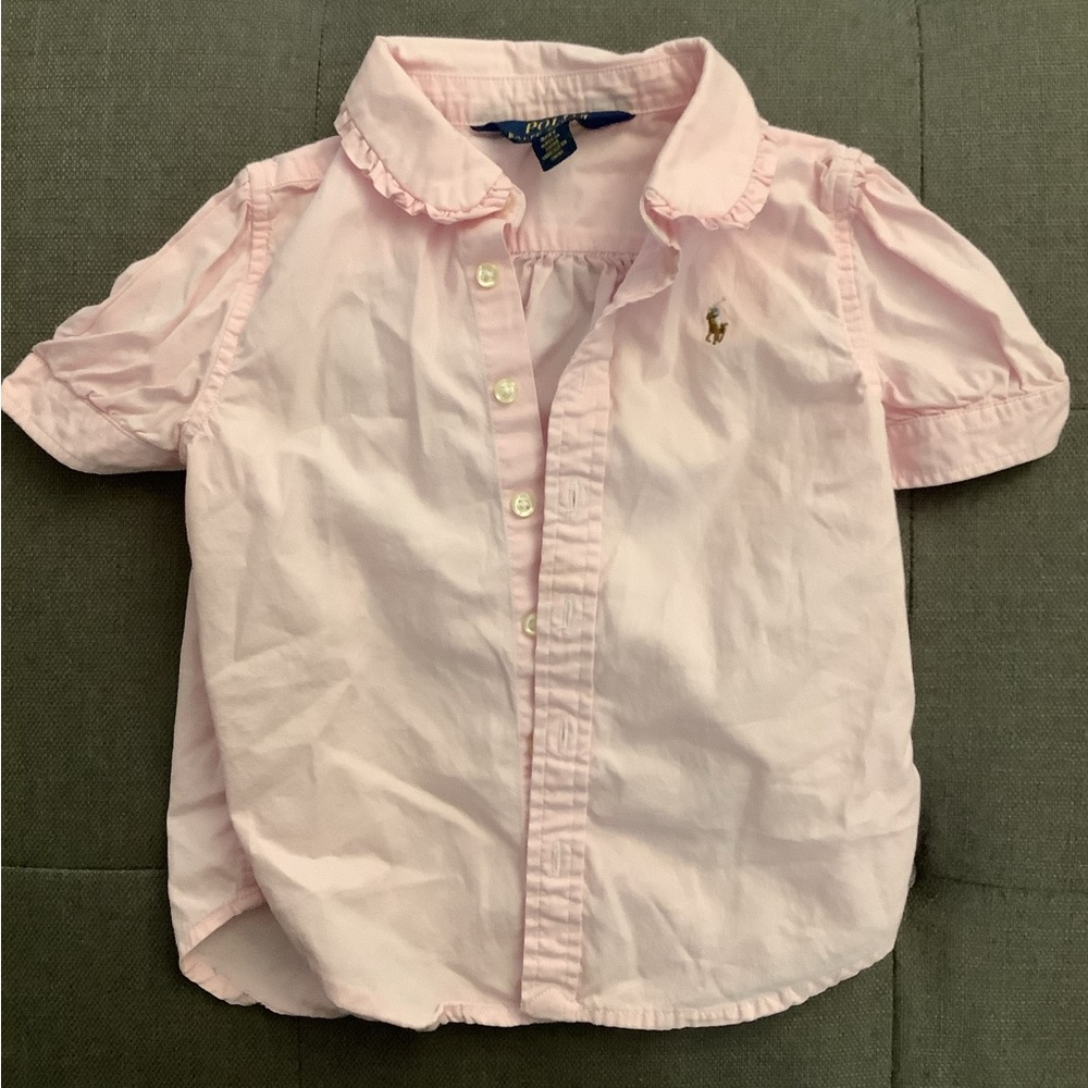 Polo Ralph Lauren toddler girl 3T pink classic button down shirt blouse